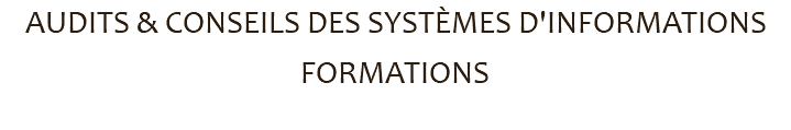 AUDITS & CONSEILS DES SYSTÈMES D'INFORMATIONS FORMATIONS 